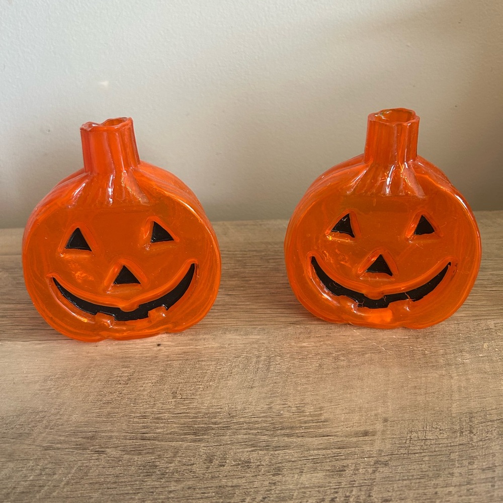 Yankee Candle Pumpkin Jack-O-Lantern Tealight Candle Holder Lot of 2